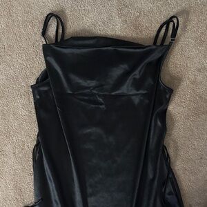 Black Satin Slip Dress